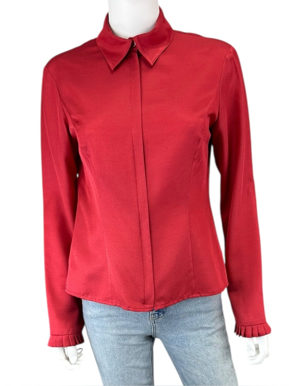 ETCETERA Red Silk Wool Blend Blouse Size 4 N0800